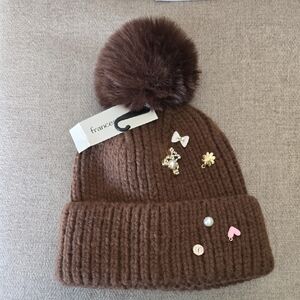 Brancesca's Michelle Charm Brown Pom Beanie